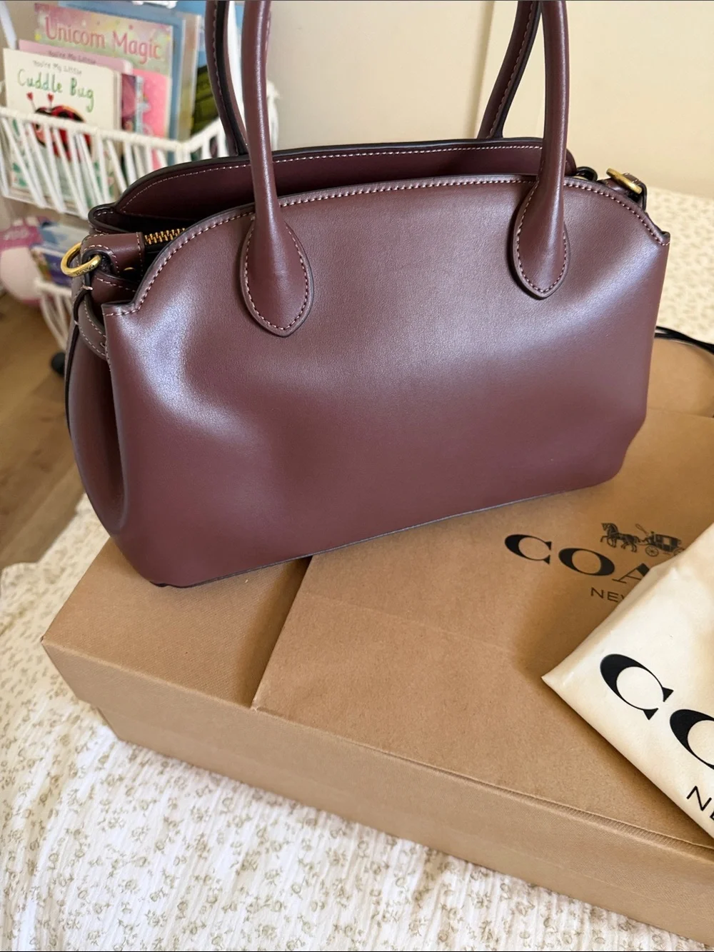Coach Deep Brown Leather Dome Satchel